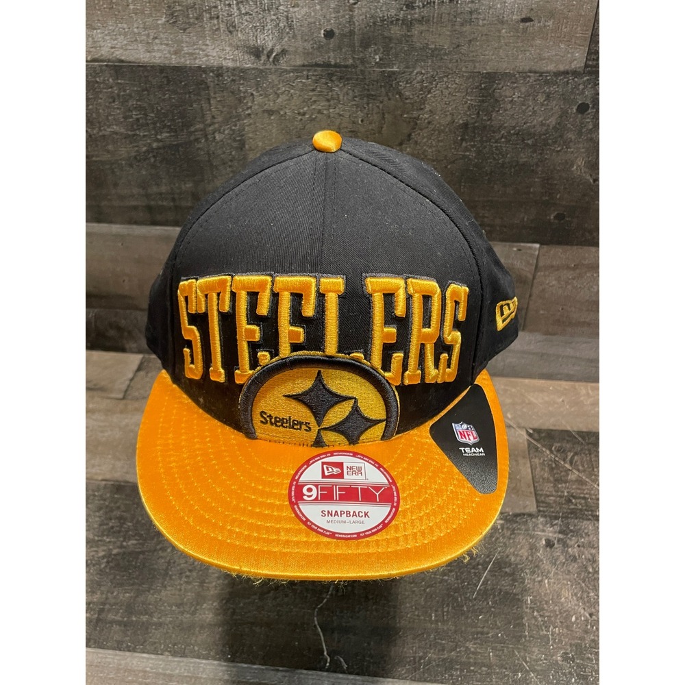 New Era 9FIFTY Pittsburgh Steelers Snapback Hat Black Gold NFL Team Headwear